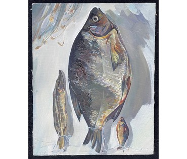 Тоболич М.Е "Рыбы", 1986г. Холст, масло. Размер 50х40 см. № 2676 (артикул №2676) - фото №1