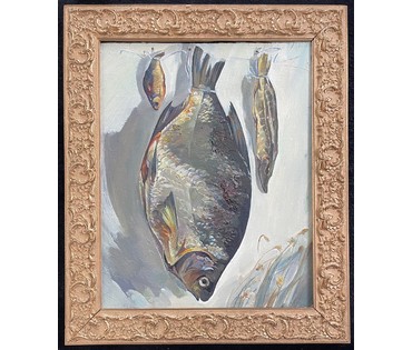 Тоболич М.Е "Рыбы", 1986г. Холст, масло. Размер 50х40 см. № 2676 (артикул №2676) - фото №6