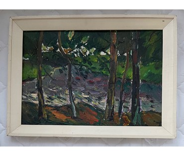 Залозный Н.Г "Ветреный день". Картон, масло. Размер 34,5х50 см. № 2688 (артикул №2688) - фото №3