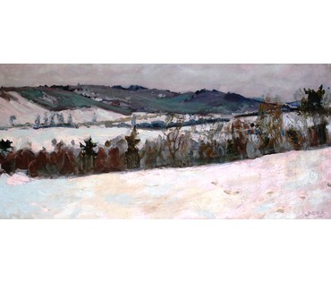 Крохалев П.С. (Крохолев) "Дорога на Радошковичи", холст, масло. Размер 52х106 см. №149