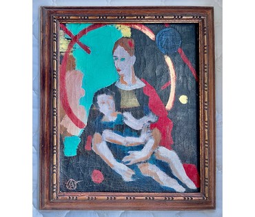 Кищенко А.М "Мадонна с младенцем", 1979г. Холст, масло. Размер 44,5х37 см. № 2735 (артикул №2735) - фото №2