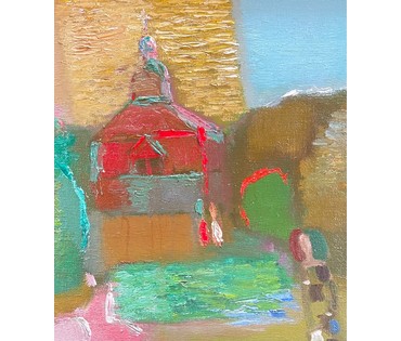 Костюченко В.К "У храма", 1995г Холст, масло. Размер 29х29 см. № 2739 (артикул №2739) - фото №2