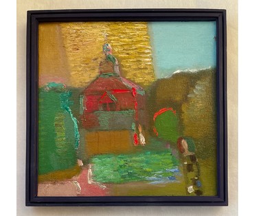 Костюченко В.К "У храма", 1995г Холст, масло. Размер 29х29 см. № 2739 (артикул №2739) - фото №4