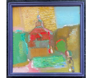 Костюченко В.К "У храма", 1995г Холст, масло. Размер 29х29 см. № 2739 (артикул №2739) - фото №1