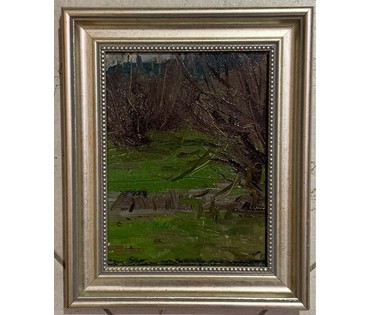 Азгур Г.Г. (Горелова) "Весна", этюд. Картон, масло. Размер 14х17 см. № 2751 (артикул №2751) - фото №1