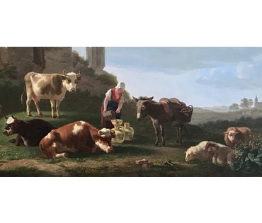 Gregoor Gillis Smak (1770-1843) "Пасторальный пейзаж". Конец 18 века. Панель красного дерева, масло, размер 60х82см (артикул №163) - фото №7