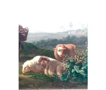 Gregoor Gillis Smak (1770-1843) "Пасторальный пейзаж". Конец 18 века. Панель красного дерева, масло, размер 60х82см (артикул №163) - фото №8