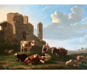 Gregoor Gillis Smak (1770-1843) "Пасторальный пейзаж". Конец 18 века. Панель красного дерева, масло, размер 60х82см (артикул №163) - фото №10