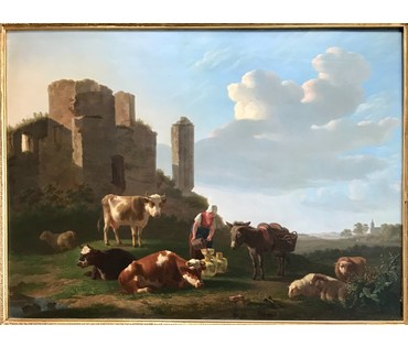 Gregoor Gillis Smak (1770-1843) "Пасторальный пейзаж". Конец 18 века. Панель красного дерева, масло, размер 60х82см (артикул №163) - фото №11