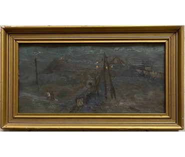 Адамович С.Ф "Терракоты ночью", 1950г. Картон, масло. Размер 14.3х28, 5 см. С родной рамой 19х33 см. № 2783 (артикул №2783) - фото №1