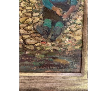 Сухорипа Н.Ф "Уборка свеклы", 1970г. Картон, масло. Размер 50х70 см. № 2795 (артикул №2795) - фото №2