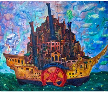 Артур Клинов "КОРАБЛЬ", 1997 год. Размер 77х92см. № 2814 (артикул №2814) - фото №2