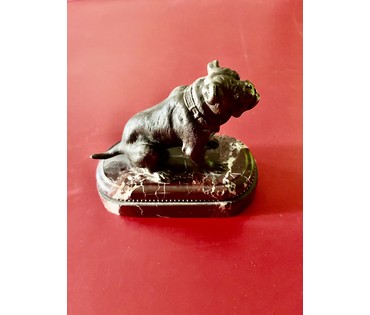 Статуэтка "Бульдог". Вена.Австрия. Бронза, мрамор,камни. Размер 13,5х10,5 см. № 2832 (артикул №2832) - фото №3