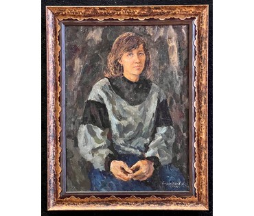 Бархатков И.А "Портрет девушки", 1982г. Холст, масло. Размер 40х30 см. № 2869 (артикул №2869) - фото №1