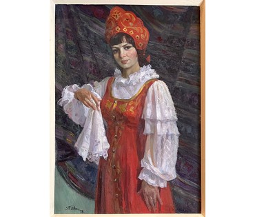 Явич П.М. (ученик Пэна Ю.М) "Комсомолка",1978г. Холст, масло.Размер 100х70 см. № 2890 (артикул №2890) - фото №2