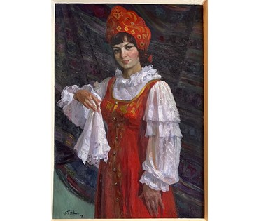 Явич П.М. (ученик Пэна Ю.М) "Комсомолка",1978г. Холст, масло.Размер 100х70 см. № 2890 (артикул №2890) - фото №4