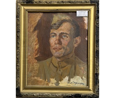 Назаренко Н.П "Портрет солдата", 1963г. Картон, масло.Размер 28,5х34,5 см. № 2897 (артикул №2897) - фото №1