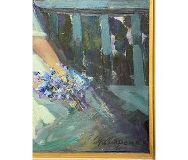 Назаренко Н.П "Мария. Ожидание", 1967г. Картон, масло. Размер 79х48 см. № 2899 (артикул №2899) - фото №5