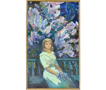 Назаренко Н.П "Мария. Ожидание", 1967г. Картон, масло. Размер 79х48 см. № 2899 (артикул №2899) - фото №2