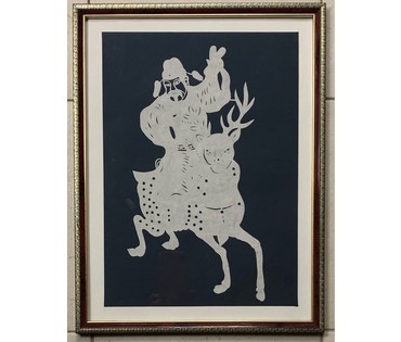 Картины в технике катагами. Япония. В ассортименте 8 шт. Размер с рамой и паспарту 32,5х43 см. № 2946 (артикул №2946) - фото №1