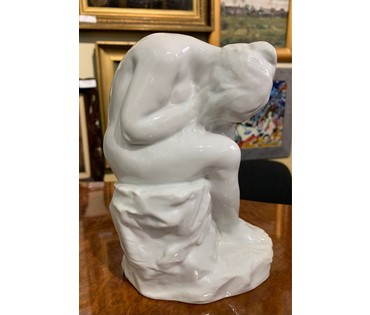 Статуэтка "Обнажённая", 1914г. Фарфор. Schwarzburger, Германия. Подпись Georg Wolf. Berlin. Высота 20 см. № 2968 (артикул №2968) - фото №3