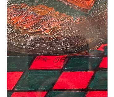 Скрипниченко Г.С. Художник-сюрреалист, "белорусский Дали". "У чырвонай комнаце", 1969-1971 г.г. Бумага, масло. Размер 34,3х49,7 см. С рамой 65х50 см. N2970 (артикул №2970) - фото №7