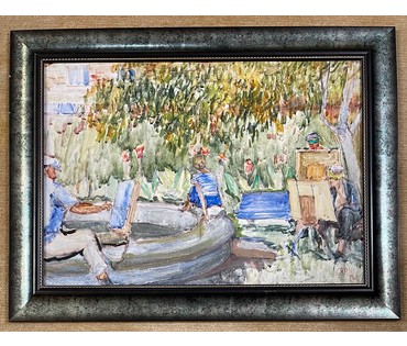 Роздзяловская Я.И "В доме художников", 1971г. Картон, темпера. Размер 50х70 см. N 2972 (артикул №2972) - фото №1
