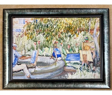 Роздзяловская Я.И "В доме художников", 1971г. Картон, темпера. Размер 50х70 см. N 2972 (артикул №2972) - фото №2