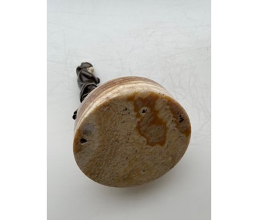 Пепльница "Прикуривающий Арлекин". Ар-деко. Бронза, кость, камень. Конец 19 начало 20 века. Размер 13,5 см. № 2974 (артикул №2974) - фото №3