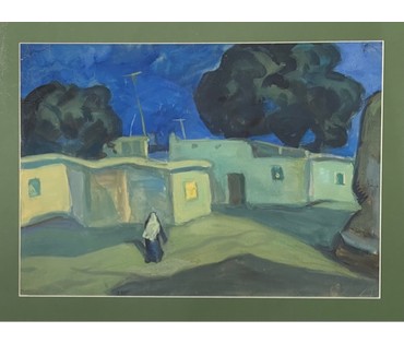 Школьный А.Г "Лунная ночь",1979г. Бумага, темпера. Размер 40х60 см. С рамой 53х68 см. № 3001 (артикул №3001) - фото №2
