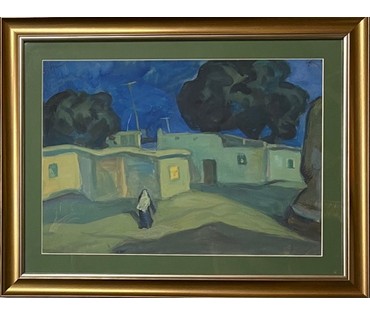 Школьный А.Г "Лунная ночь",1979г. Бумага, темпера. Размер 40х60 см. С рамой 53х68 см. № 3001 (артикул №3001) - фото №1