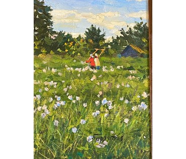 Бархатков И.А "Вечер", 2004г. Холст, масло.Размер 27х38 см. № 3035 (артикул №3035) - фото №4