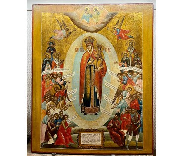 Всех скорбящих радость. 18 век. Ярославль. Подписная икона. Размер 77,5х64 см. № 3043 (артикул №3043) - фото №4