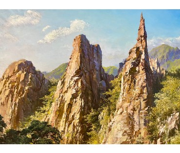 Kang Jung Ho (Кан Юнг Хо) "Горный пейзаж" известного корейского художника. Холст, масло. Размер 93х117 см. № 3085 (артикул №3085) - фото №4