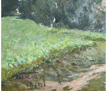 Белоусов В.П "Разлив на Сожи. Чериков", 1964г. Холст, масло. Размер 53х118 см. № 3114 (артикул №3114) - фото №7