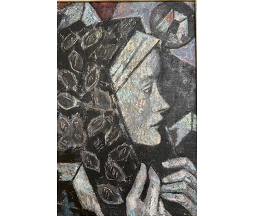 Кищенко А.М "Муза Нина", 1995г. ДВП, масло. Размер с рамой 41х56 см. без 31,5х45,5 см. № 3132 (артикул №3132) - фото №2