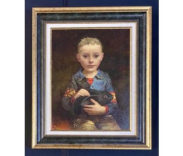 Римашевский С.В "Чёрный кролик", 2022г. Холст, масло. Размер 45х35 см. № 3205 (артикул №3205) - фото №1