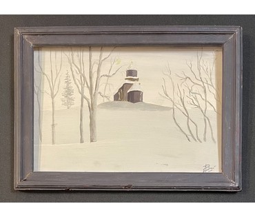 Пейзаж. Картон, масло. Подпись автора. Размер 31х43 см. с рамой. № 3209 (артикул №3209) - фото №1