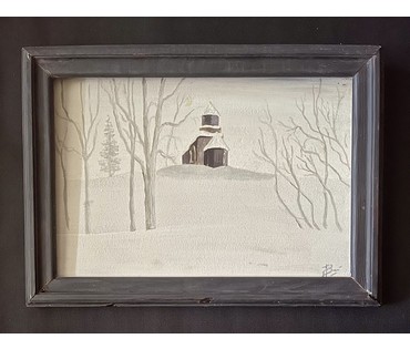 Пейзаж. Картон, масло. Подпись автора. Размер 31х43 см. с рамой. № 3209 (артикул №3209) - фото №2