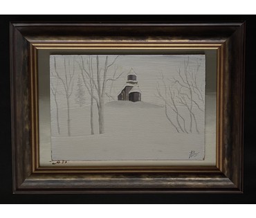 Пейзаж. Картон, масло. Подпись автора. Размер 31х43 см. с рамой. № 3209 (артикул №3209) - фото №4