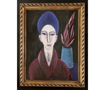 Кищенко А.М. Ранний "Женский портрет с цветком", 1960г. Холст, масло. Размер 80х60 см. № 3229 (артикул №3229) - фото №4