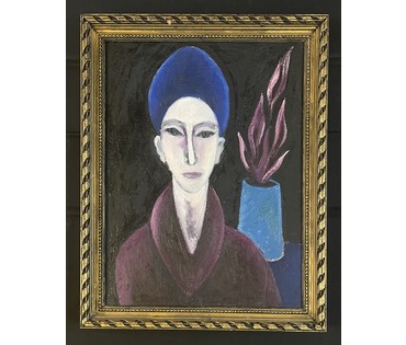 Кищенко А.М. Ранний "Женский портрет с цветком", 1960г. Холст, масло. Размер 80х60 см. № 3229 (артикул №3229) - фото №1