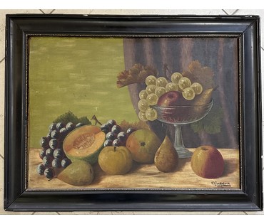 "Натюрморт",1942г. Европа. Подпись автора. Картон, масло. Размер 58х45 см. № 3254 (артикул №3254) - фото №1