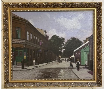 "Городской пейзаж", Европа, 20 век. Холст, масло. Размер 63,5х55 см. № 3256 (артикул №3256) - фото №1
