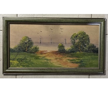 Берингер В.Я "Балканы", 1914г. Акварель. Размер с рамой 42х23 см. № 3257 (артикул №3257) - фото №1