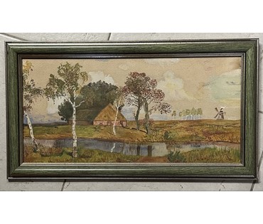 Берингер В.Я "Пейзаж", акварель. Размер 42х23 см. № 3258 (артикул №3258) - фото №1