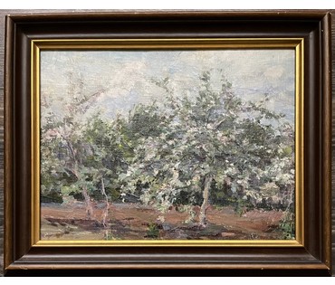 Зайцев Е.А "Яблони цветут", холст, масло, картон. Размер 30х40 см. № 3259 (артикул №3259) - фото №3