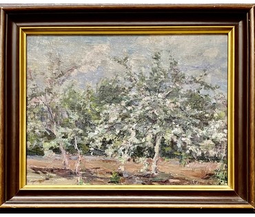 Зайцев Е.А "Яблони цветут", холст, масло, картон. Размер 30х40 см. № 3259 (артикул №3259) - фото №4