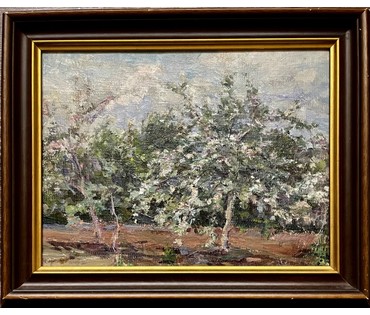 Зайцев Е.А "Яблони цветут", холст, масло, картон. Размер 30х40 см. № 3259 (артикул №3259) - фото №1
