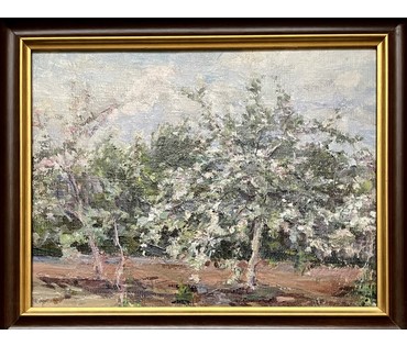 Зайцев Е.А "Яблони цветут", холст, масло, картон. Размер 30х40 см. № 3259 (артикул №3259) - фото №5